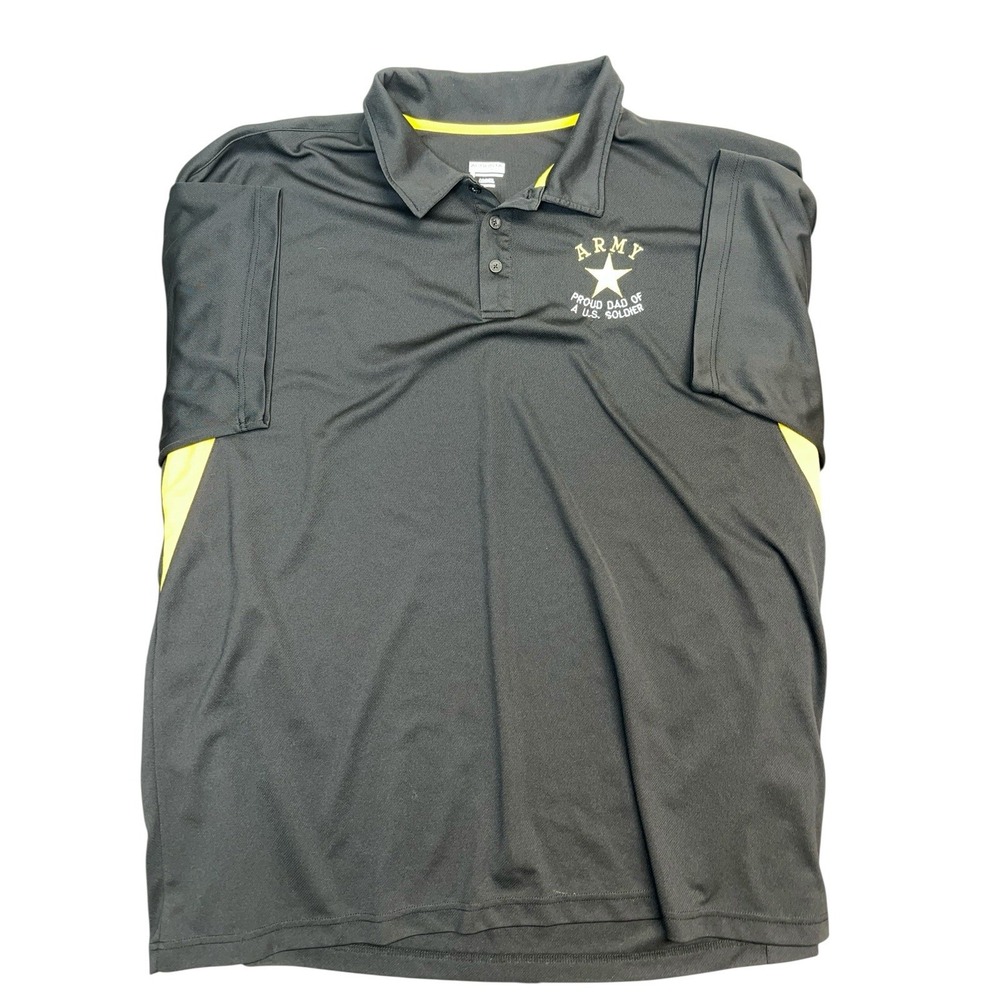 Men's Augusta Sportswear US Army Polo‎ Shirt Proud Dad Of US Soldier Black 3XL